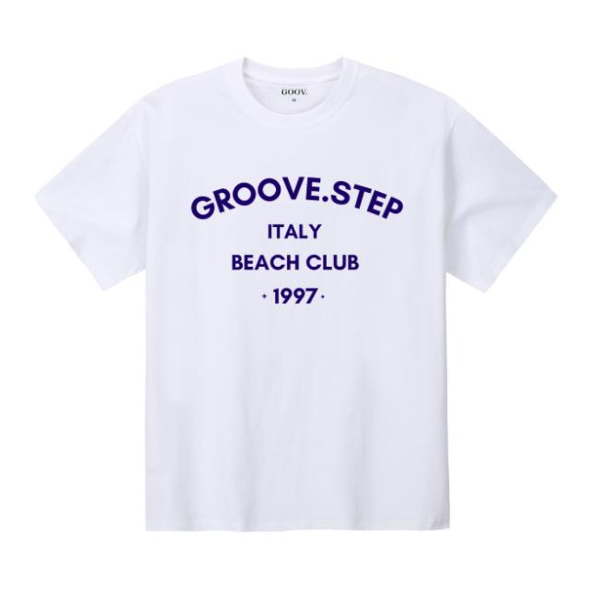 그루브스텝(GROOVESTEP) 비치 레터링 프린팅 라운드 반팔 티셔츠 S0264