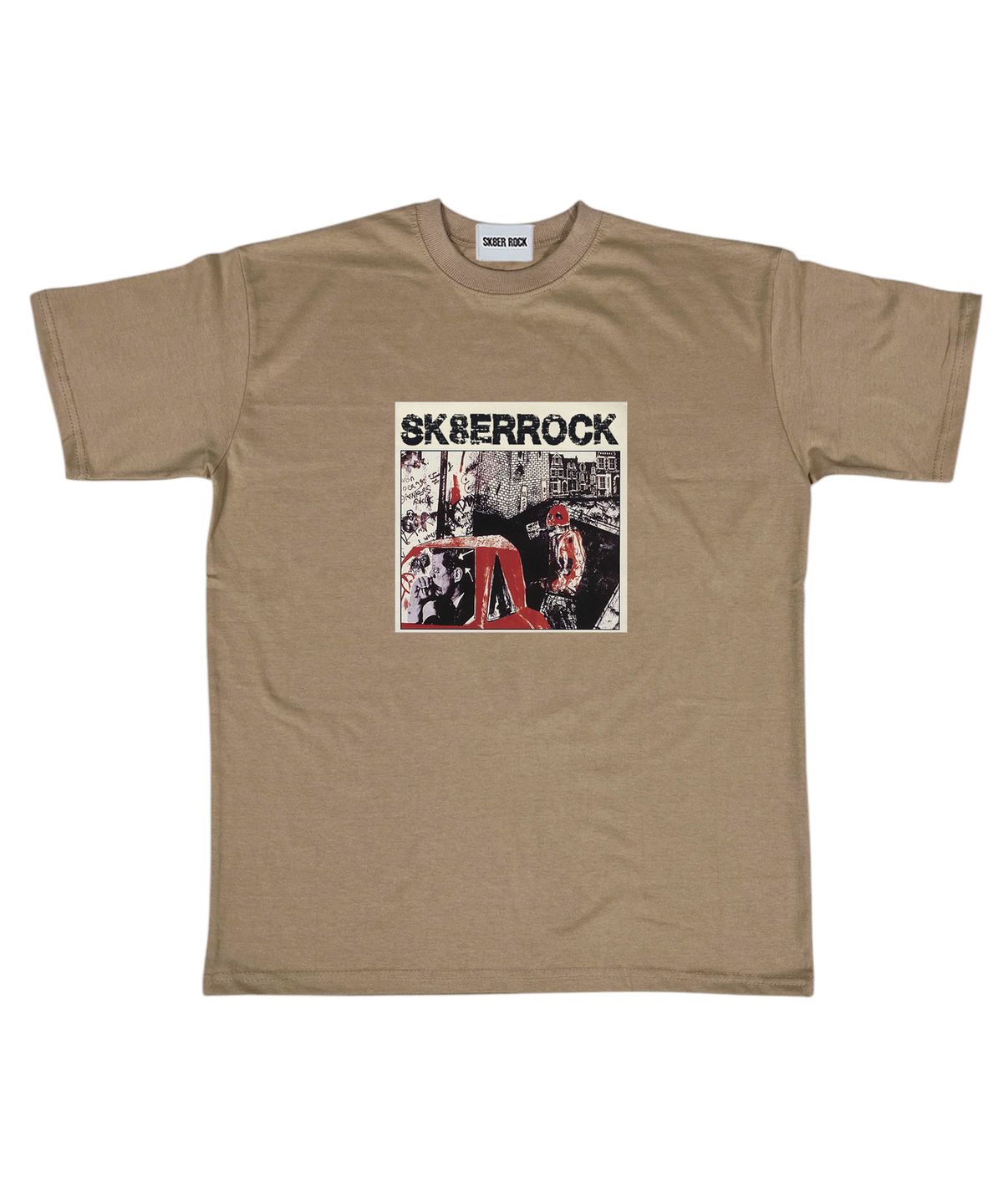 스케이터락(SK8ER ROCK) Dirty Graffiti T-shirt ((beige ))