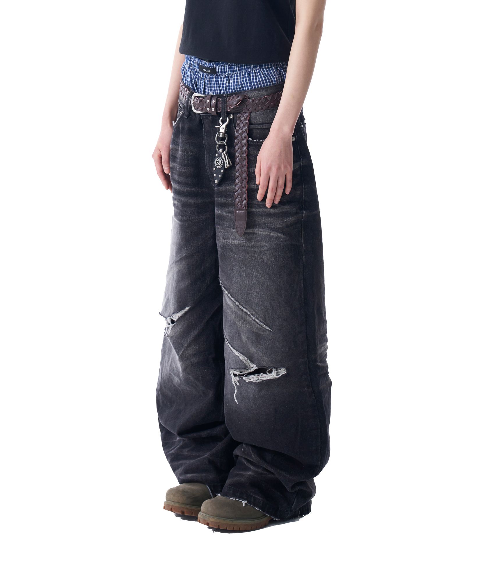 【AAKAM】VTG Embo Washed Denim Pants デニムパンツ★男女兼用 MUSINSA | AAKAM VTG Embo Washed Denim Pants (Black)