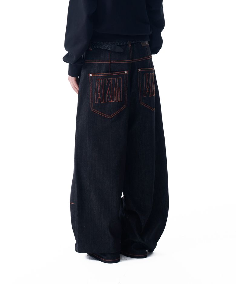 Stitched Denim Pants (Black)