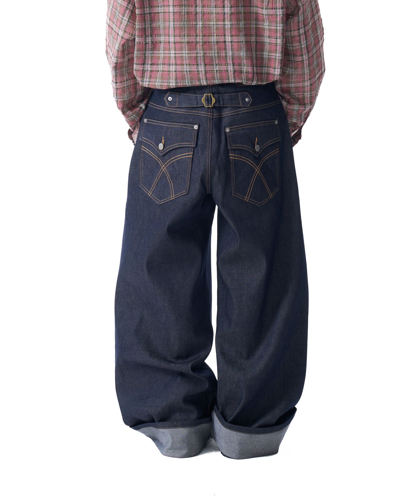 デニム・ジーパン AAKAM Cinch Back Denim Pants 2 Colors MUSINSA | AAKAM Cinch Back Denim Pants (Dark Blue)