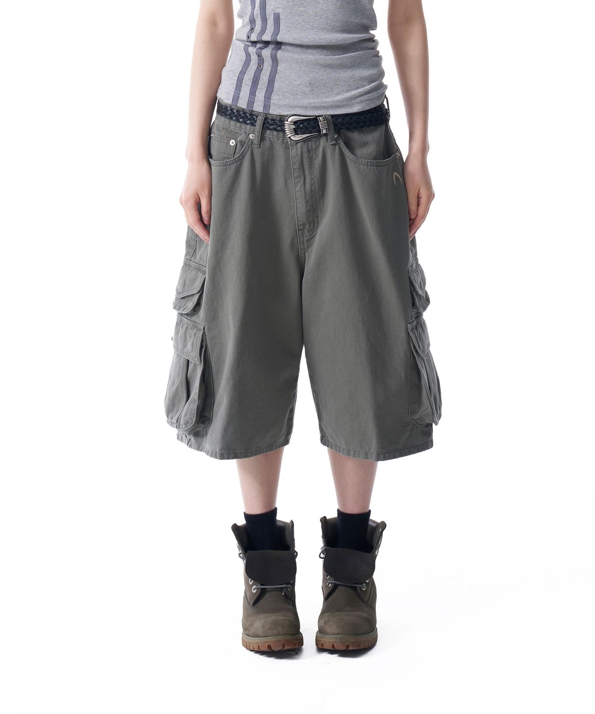 아캄(AAKAM) Cotton Bermuda Cargo Pants (Khaki)