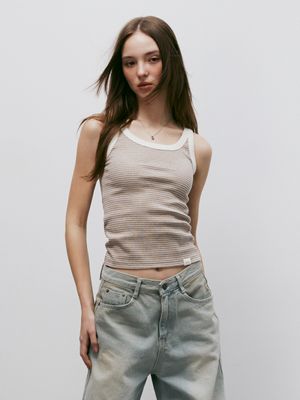 클래식 스트라이프 탱크탑 (베이지)