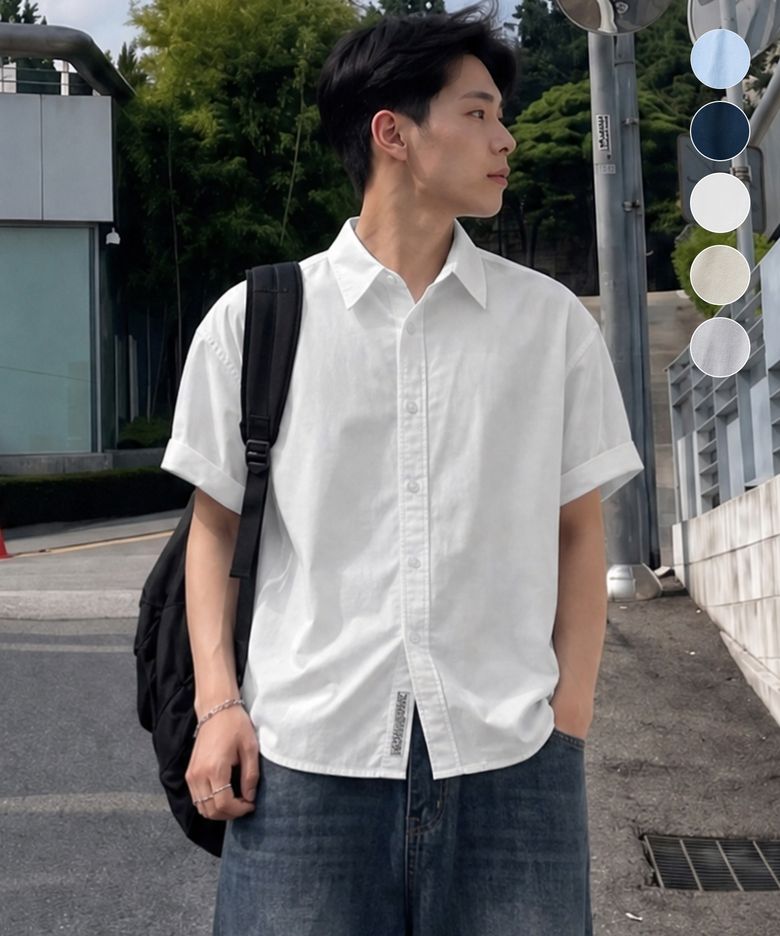 올 데이 옥스포드 하프 셔츠-5Color [Basic & Crop 선택]