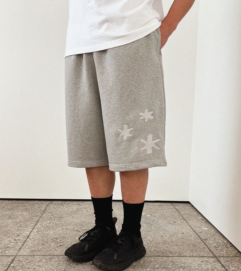 STAR EMBROIDERY HALFPANTS (MELANGE GREY)
