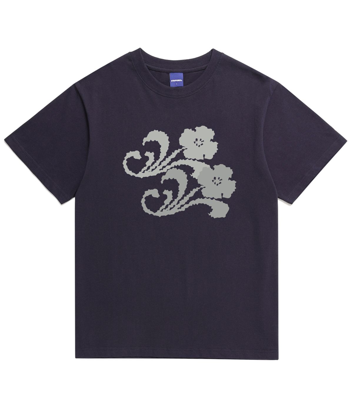 스텝온리(STAFFONLY) FLOWER BITMAP TEE (NAVY)