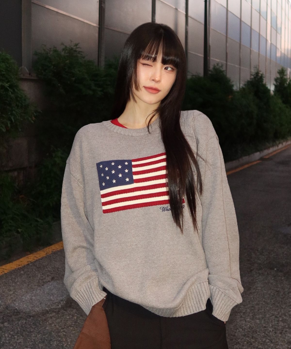 후아유(WHO.A.U) USA American Flag Pullover(U) / WHKAG4924U