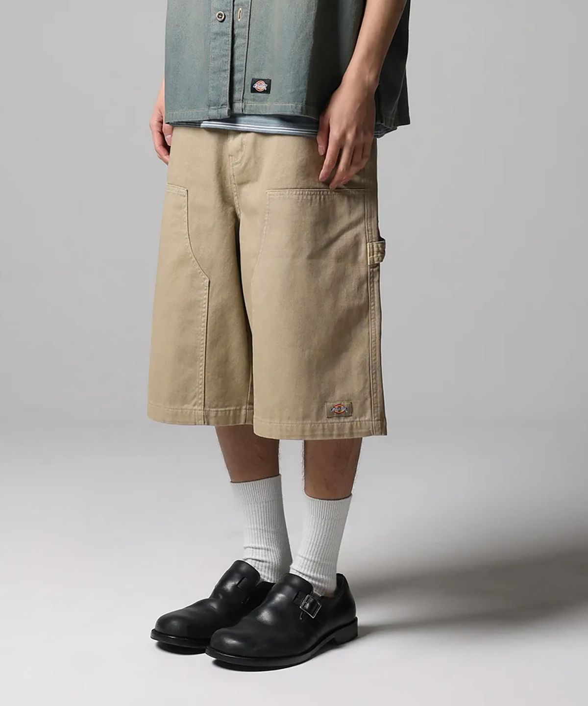디키즈(DICKIES) 워시드 더블니 카펜터 트윌 쇼츠 Khaki