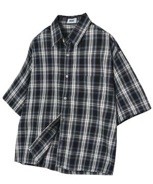 더 시티 체크 반팔셔츠 (그레이 블루)