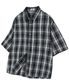 더 시티 체크 반팔셔츠 (그레이 블루)