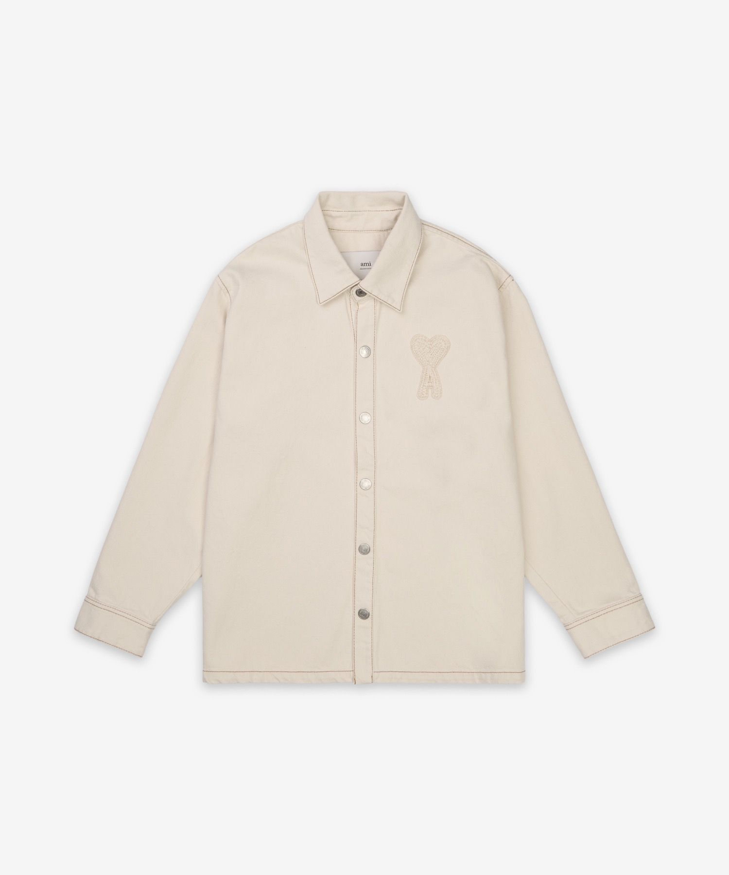 ★★AMI PARIS★★ Big Heart Logo Overshirt White Cream HJK27 MUSINSA | AMI Big Heart Logo Overshirt - White Cream