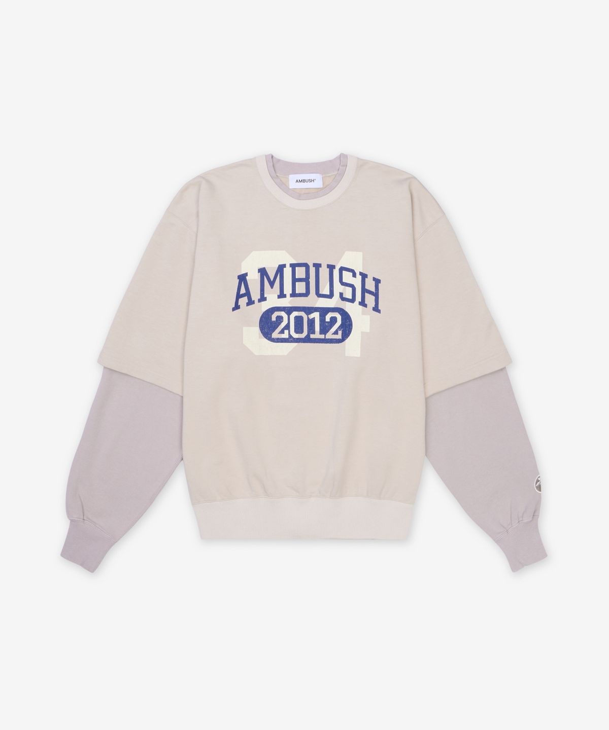 앰부시(AMBUSH) 레이어드 크루넥 오버핏 티셔츠 - 베이지 / 1211533132