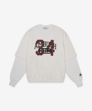 레이어드 크루넥 오버핏 티셔츠 - 화이트 / 1211533110