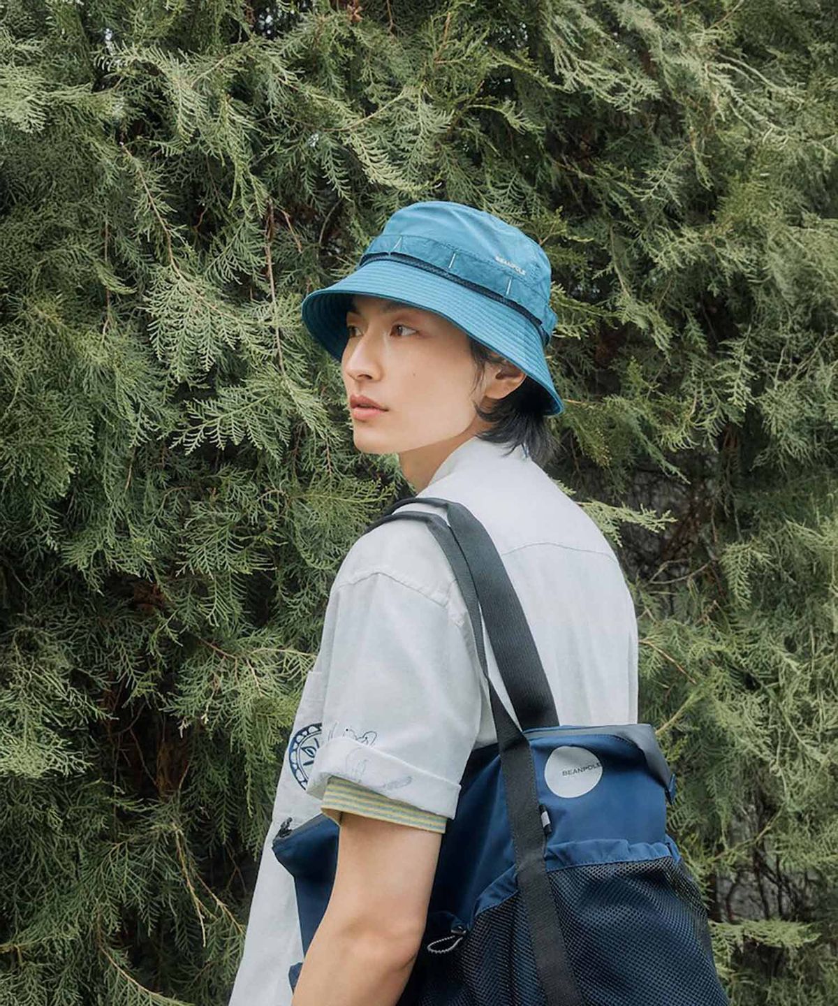 빈폴 액세서리(BEANPOLE ACCESSORY) 나일론 스티치 버킷햇 - 블루