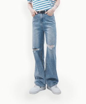 타임리스 세미 와이드핏 데미지 포인트 데님(5COLOR, M)