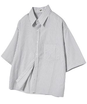 더 시티 스트라이프 반팔 셔츠 (차콜블랙)