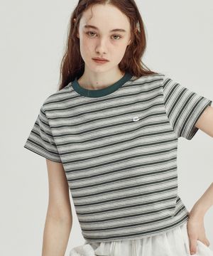 멀티 스트라이프 크롭티 [그린]