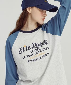 빈티지 크랙 레글런 소매 티셔츠 [블루]