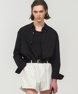 UNISEX, Quiet Stripe Shirt / Black