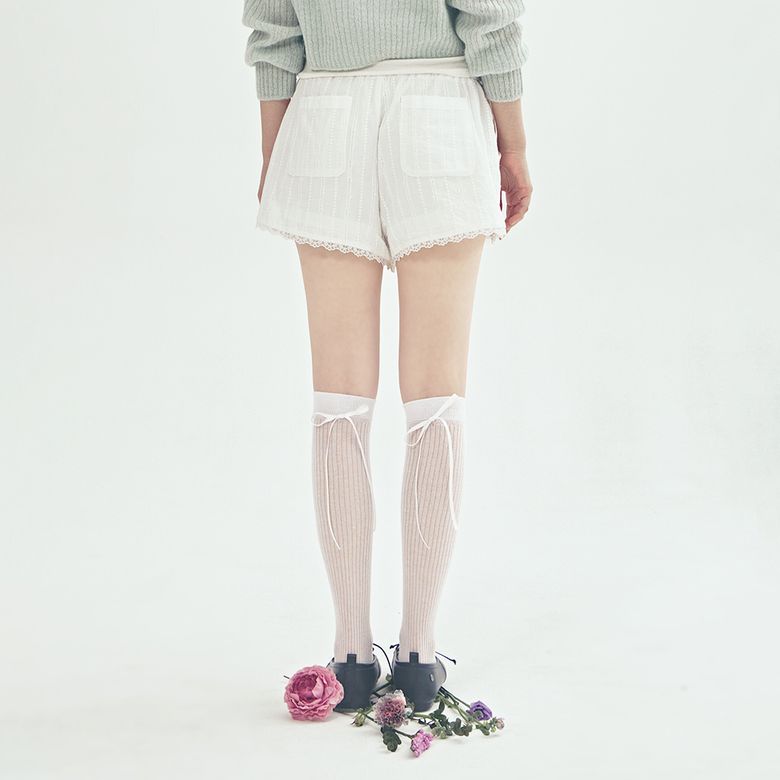 [2PACK] 그레이스 백 리본 시스루 니삭스 2color