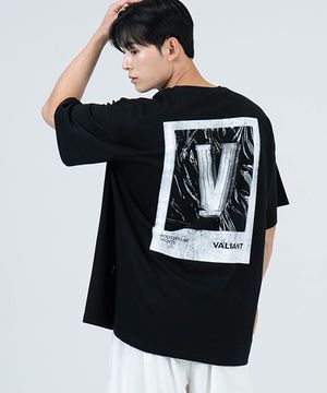 T2505 스퀘어브이 오버핏 반팔티 [블랙]