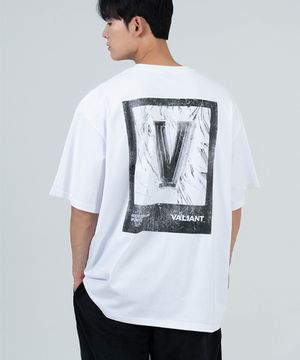 T2505 스퀘어브이 오버핏 반팔티 [화이트]