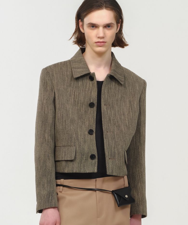 UNISEX, Tweed Crop Jacket / Beige Mix