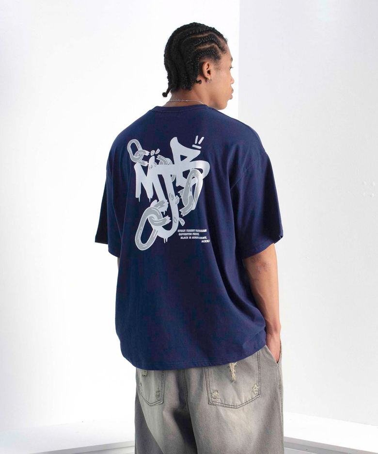 MIXXJ CHAIN BIG LOGO TEE (NAVY)
