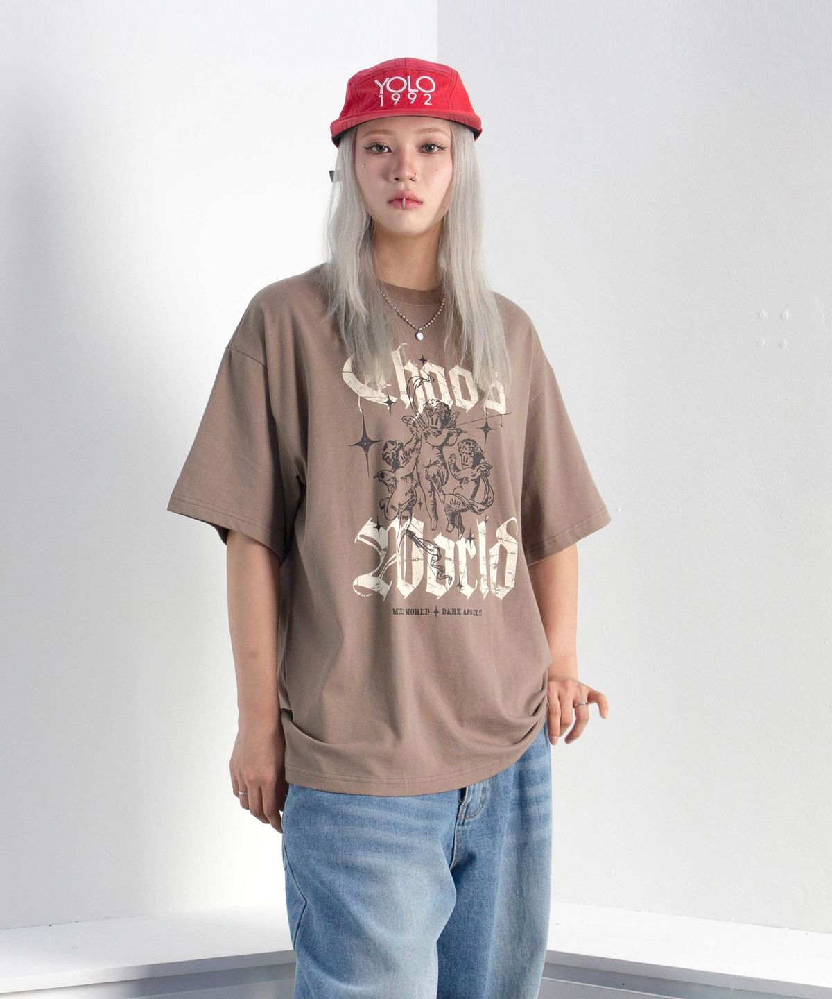 믹쓰제이(MIXXJ) MIXXJ CHAOS ANGEL TEE (BROWN)
