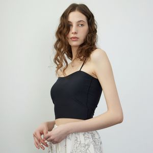 캡 내장 테일 심리스 크롭 끈나시 (3color)