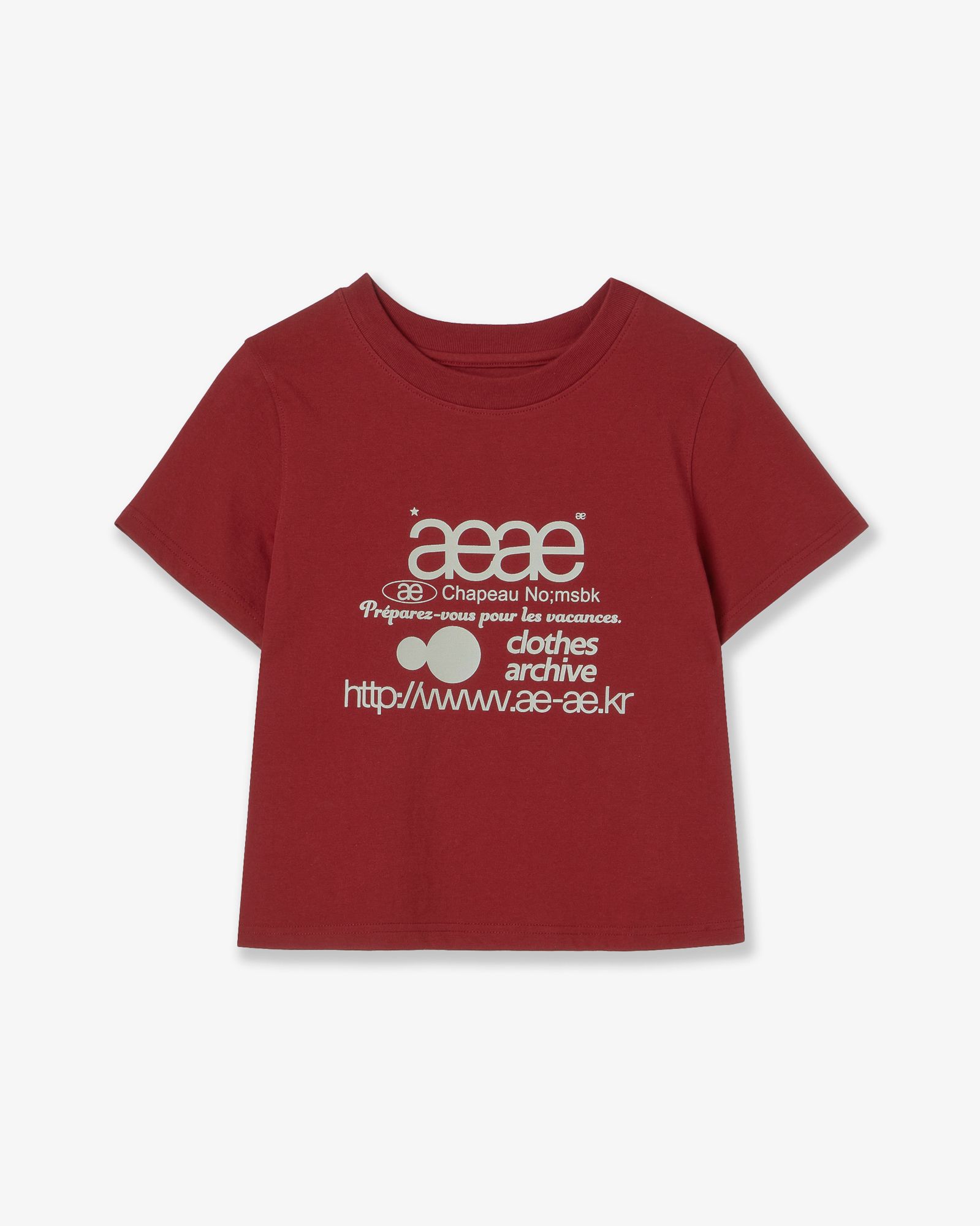 MUSINSA | AEAE WEB LOGO CROP T-SHIRTS [BURGUNDY]