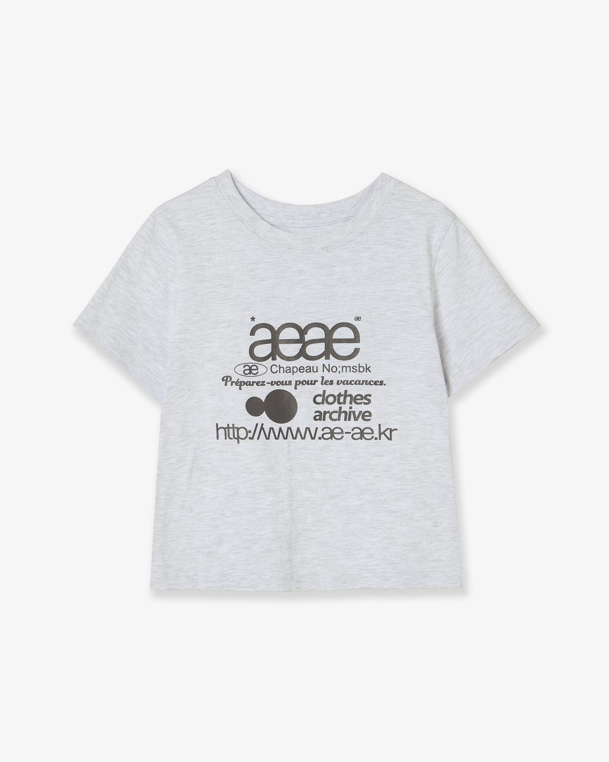 에이이에이이(AEAE) WEB LOGO CROP T-SHIRTS [LIGHT GREY]