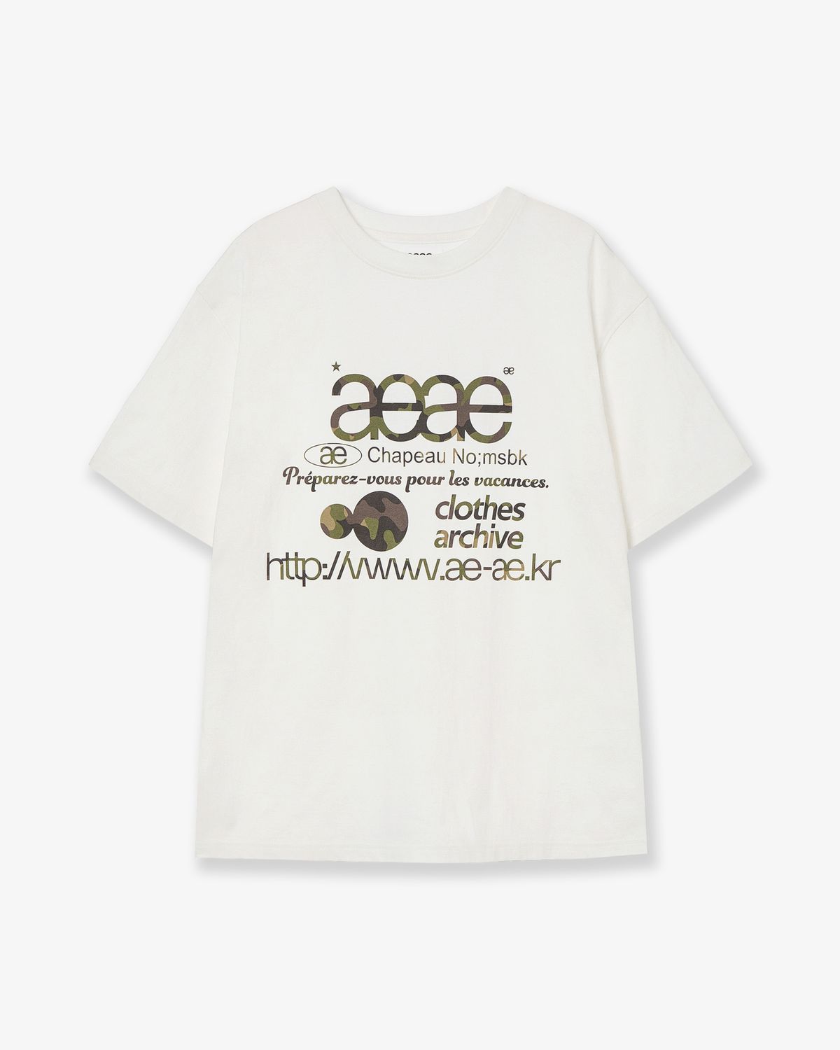 에이이에이이(AEAE) WEB LOGO T-SHIRTS [WHITE/CAMO]