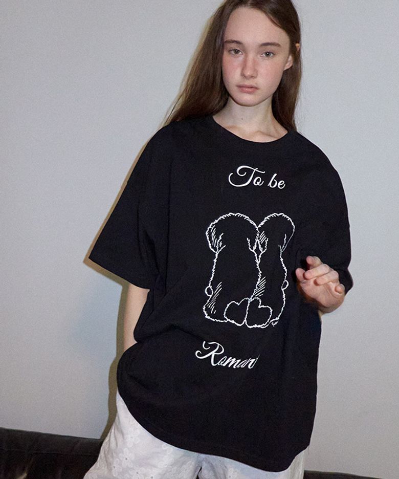 PUPPY TAILS OVER FIT T SHIRT BLACK