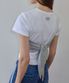 KNOT BUSTIER 2 WAY SHORT SLEEVE T SHIRT WHITE GREY