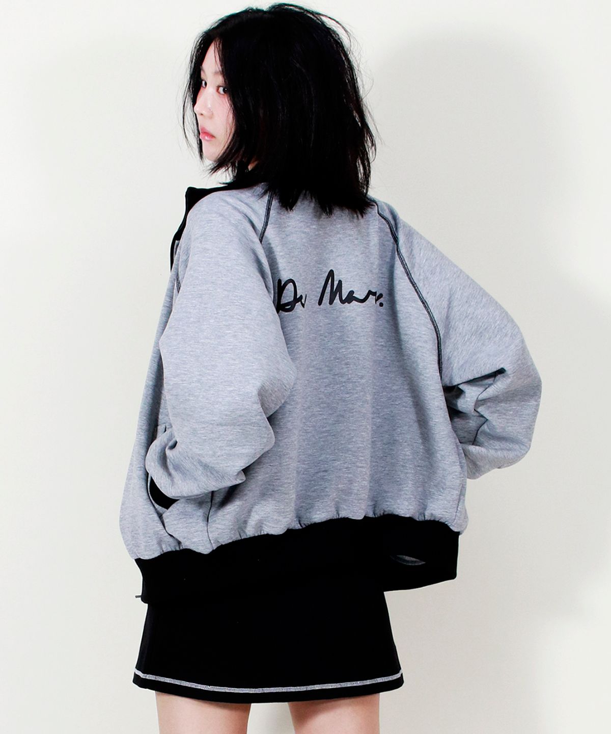 드마크(DEMARC) COLOR STITCH NEOPRENE LOGO BLOUSON JUMPER GREY