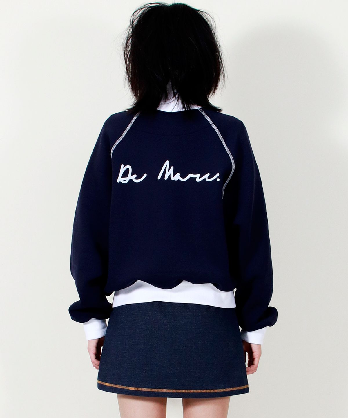 드마크(DEMARC) COLOR STITCH NEOPRENE LOGO BLOUSON JUMPER NAVY
