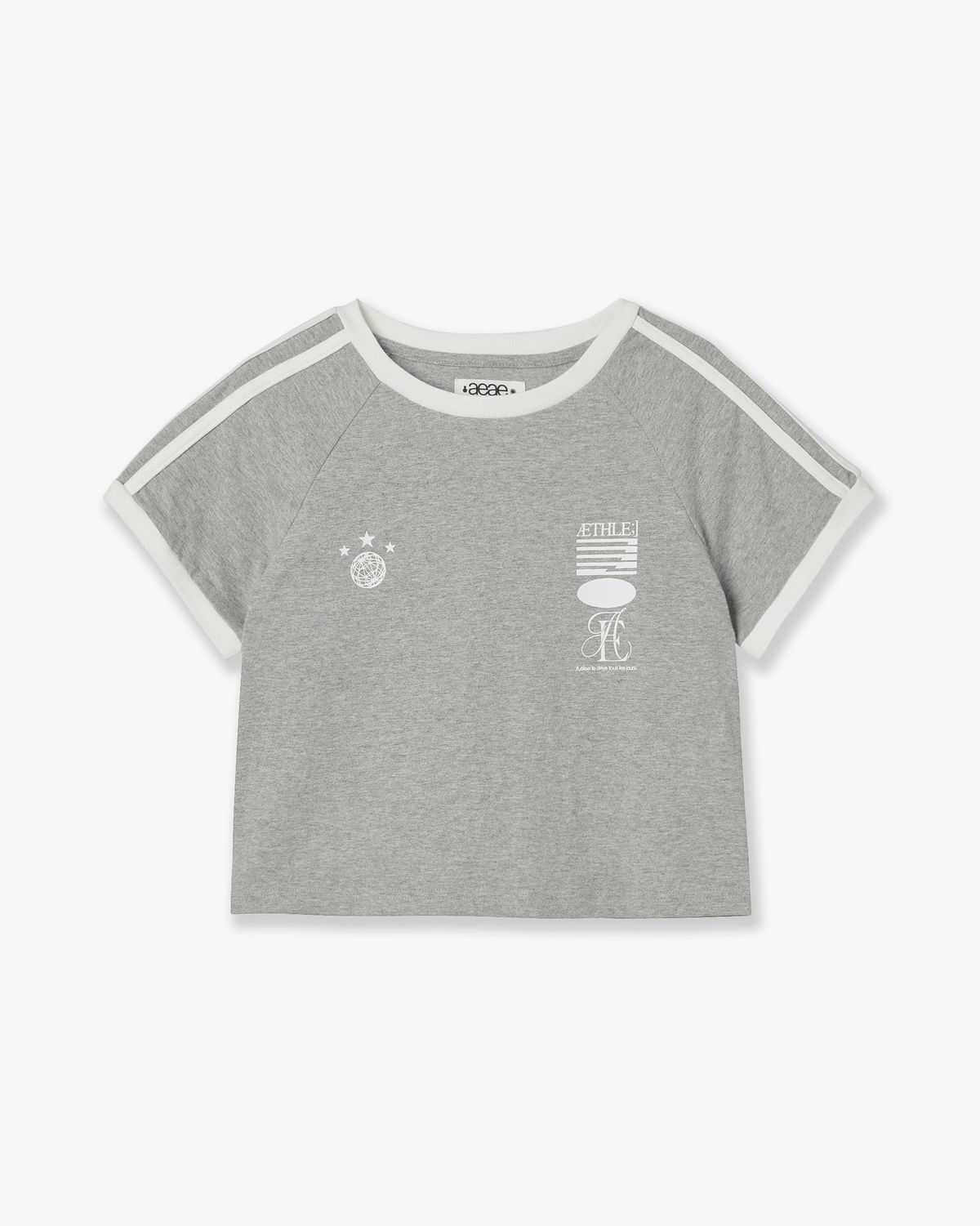 에이이에이이(AEAE) ATHLETE STRIPE HALF T-SHIRTS [MELANGE GREY]