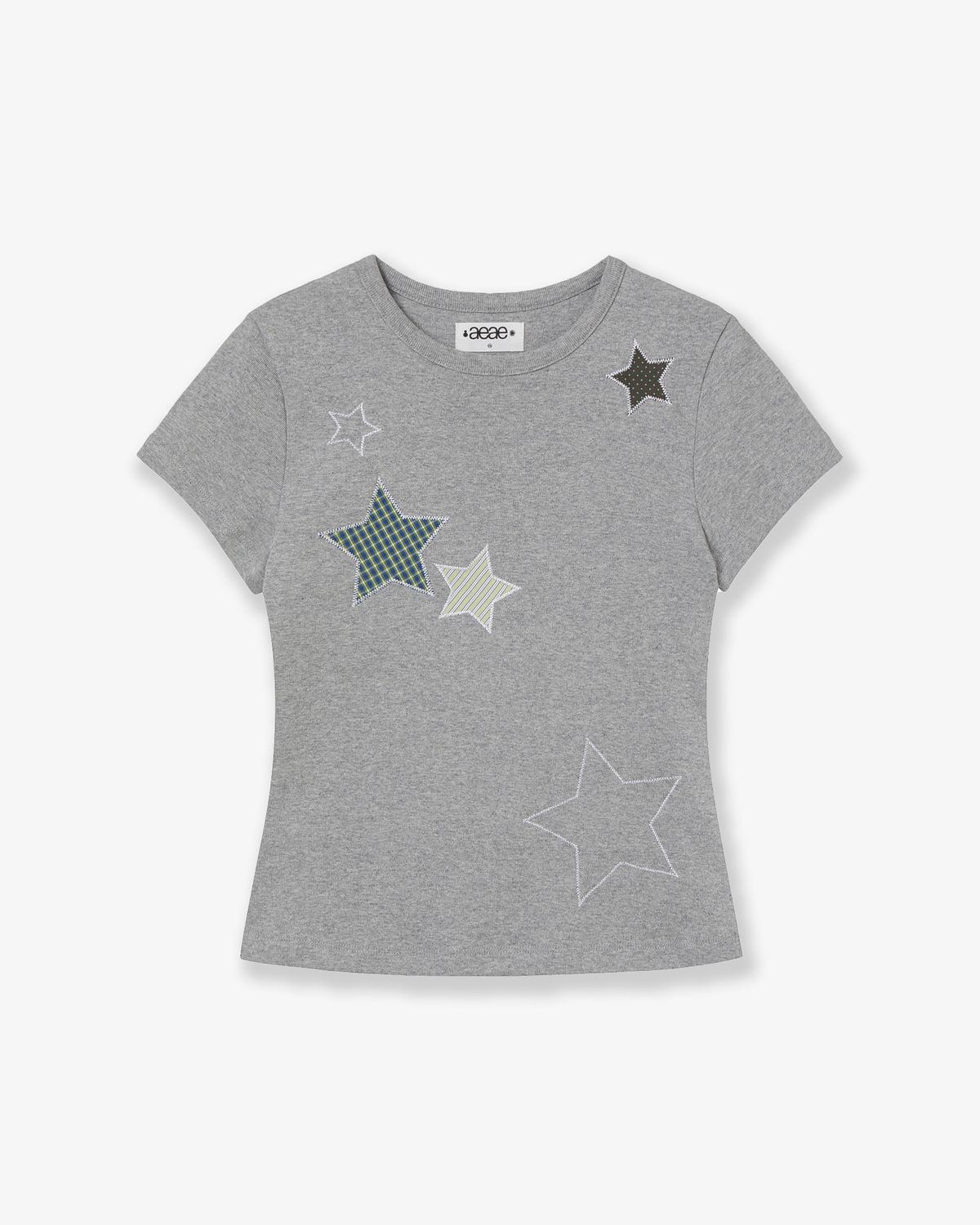 에이이에이이(AEAE) CHECK STAR TEE [MELANGE GREY]