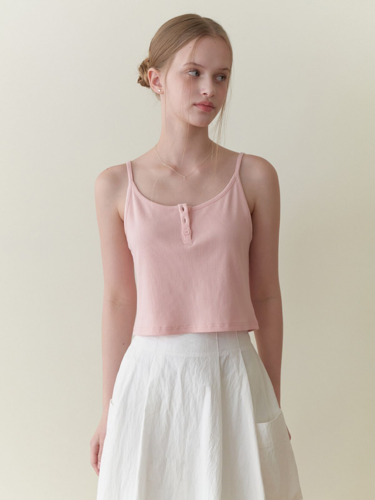 리엘(RE L) Soda button sleeveless (pink)