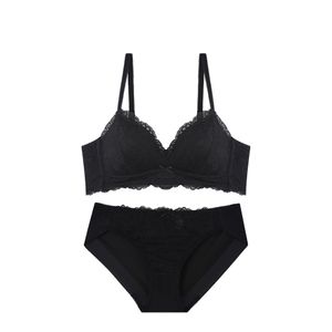 노와이어 레이스 브라렛 팬티 세트_블랙