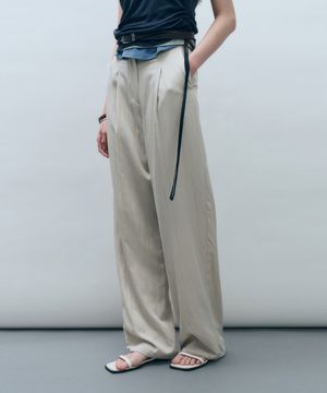 나일론 원 턱 와이드 슬랙스 베이지 MDPT025NYBEIGE