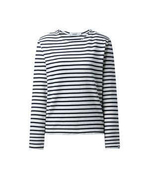 Striped vintage washing long sleeve Navy