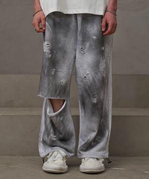 구제 페인팅 밴딩팬츠 (백메란지)