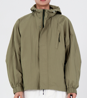 에어 쉘 후디 윈드 브레이커 (카키 그레이)