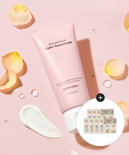 bonugly Watery Peach Light Sunscreen 60ml (SPF 50+ PA++++) + Firming Kelp 3 types (1.5ml x 3) 7 sheets as a gift.