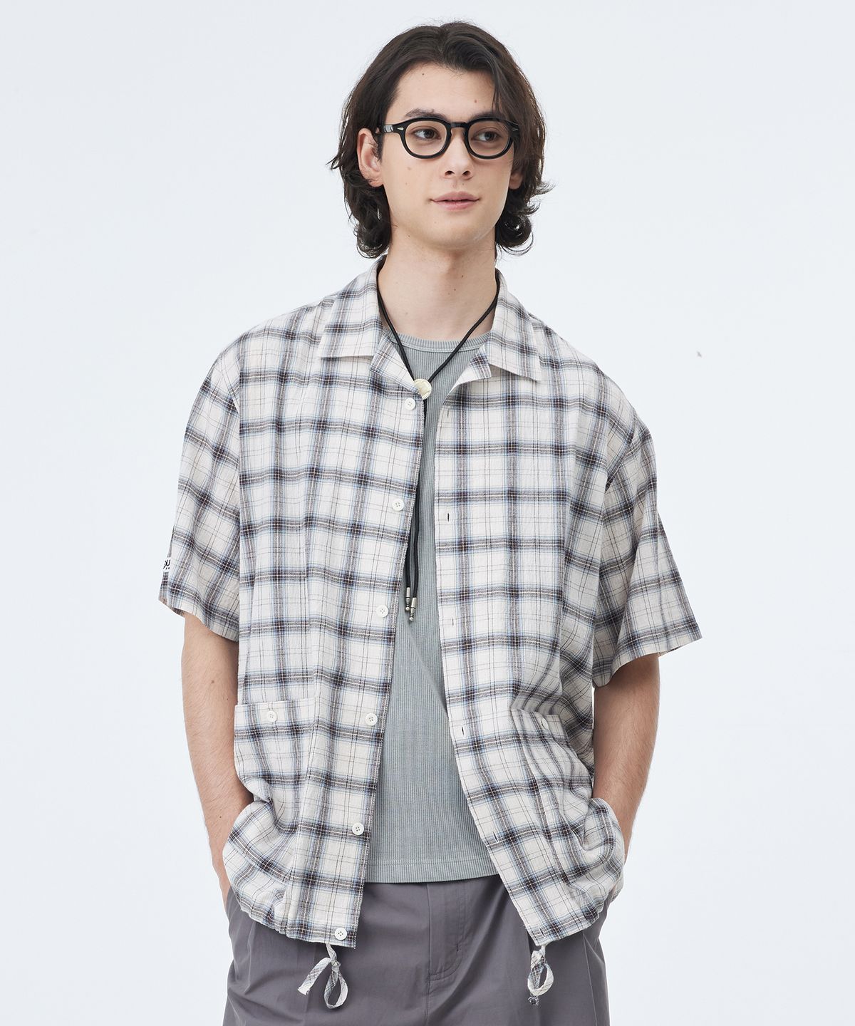 아웃도어 프로덕츠(OUTDOOR PRODUCTS) POCKET CHECK SHIRTS (WHITE)