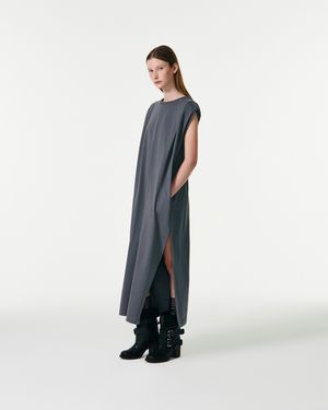 SLEEVELESS COTTON JERSEY DRESS [GRAY]