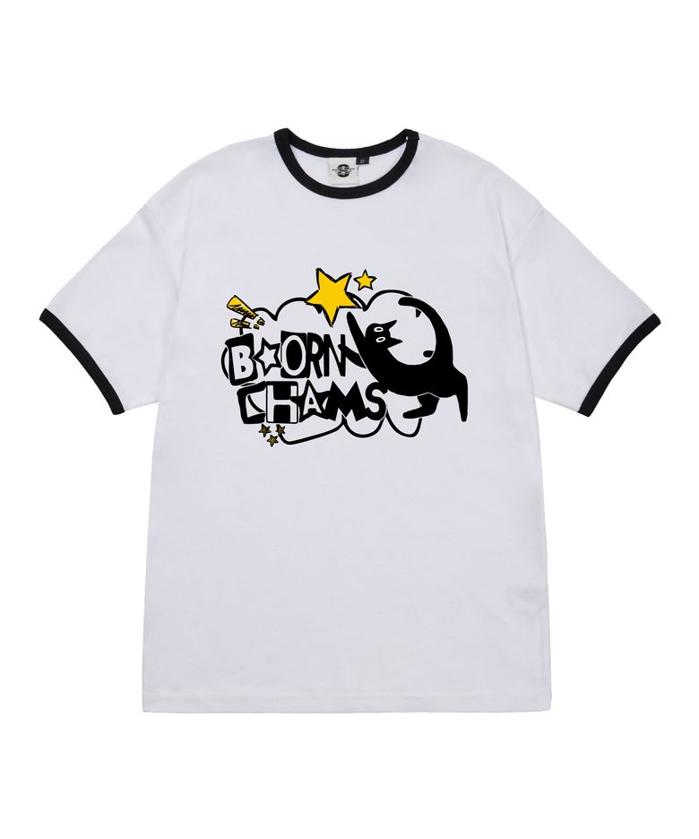 [4 COLORS] STAR CAT 여성 후라이스 링거 반팔티셔츠 B25ST54