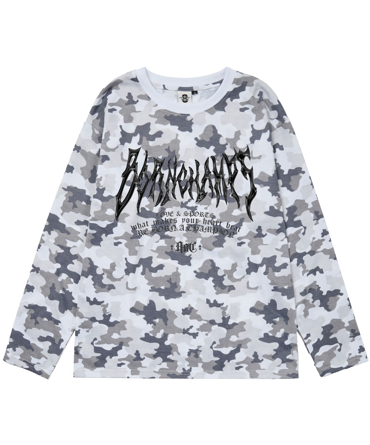 본챔스(BORN CHAMPS) [3 COLORS] HEART TRIBAL CHROME 오버핏 카모 롱 슬리브 B25ST57